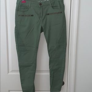 Green moto jeans